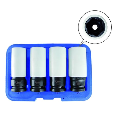 Astro Pneumatic LUG NUT SOCKET SET W/PROTECTIVE SLEEVES AO7404